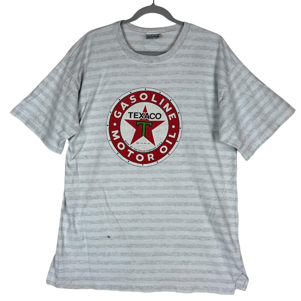 Texaco Gasoline Motor Oil Shirt Mens XL White Graphic Tee Gear For Sports